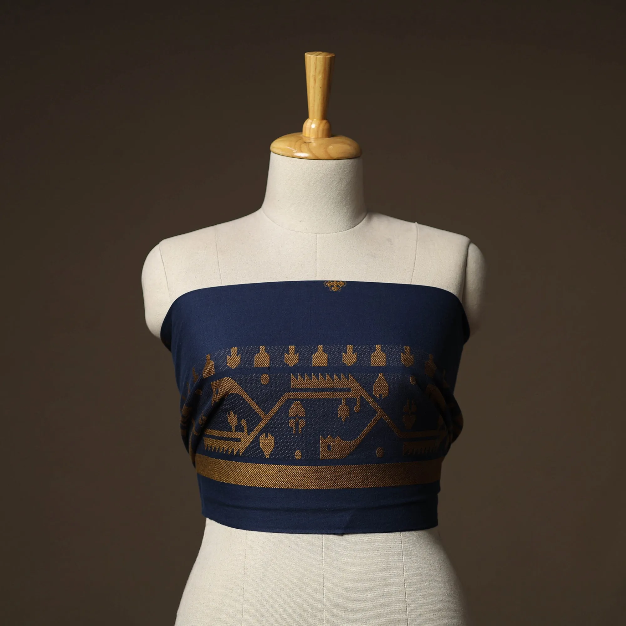 Blue - Jacquard Weave Cotton Blouse Piece 44 sold by Itokri