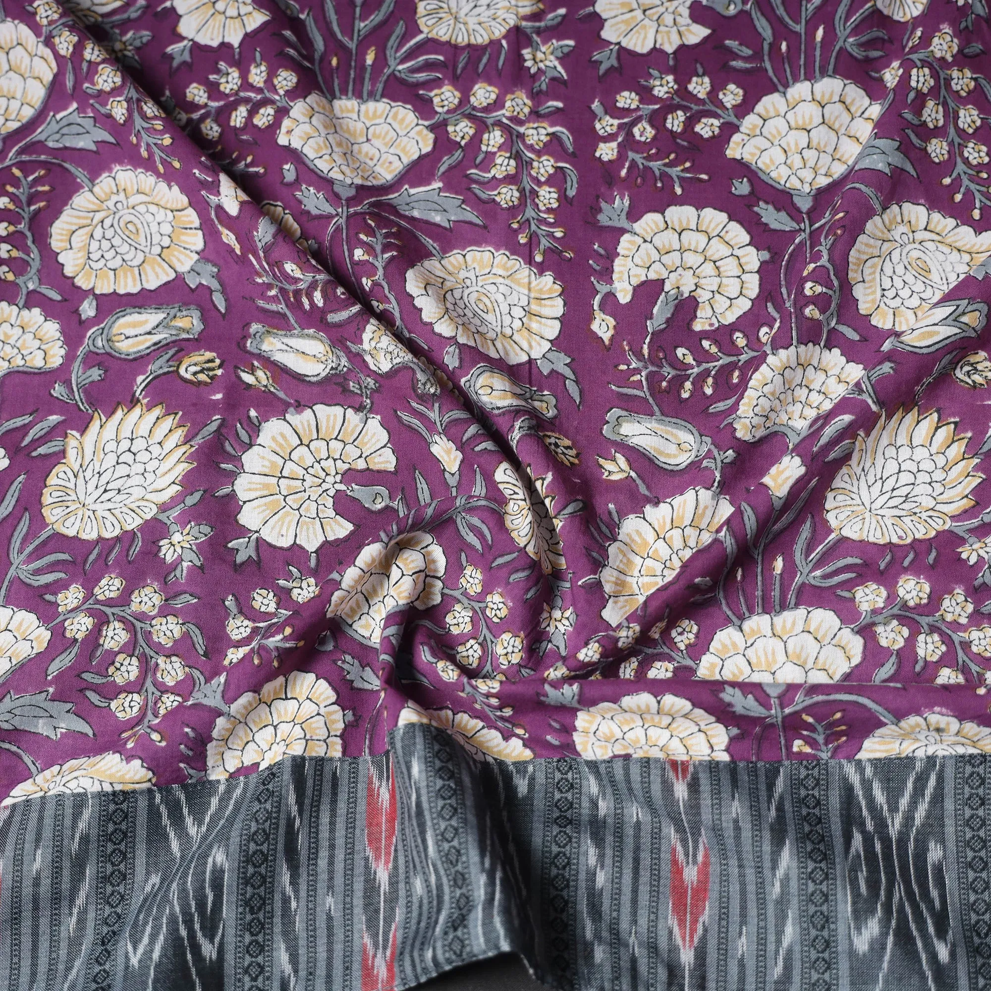 Purple - Sanganeri Hand Block Print Cotton Blouse Piece 47 sold by Itokri product image thumbnail 3