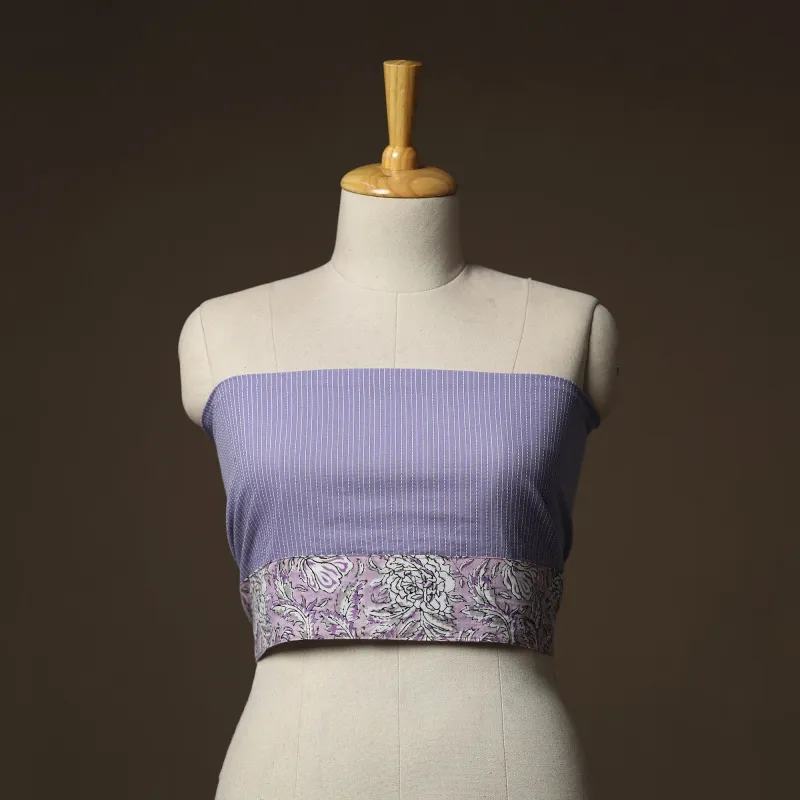 Purple - Running Stitch Plain Cotton Blouse Piece 34 made by Itokri