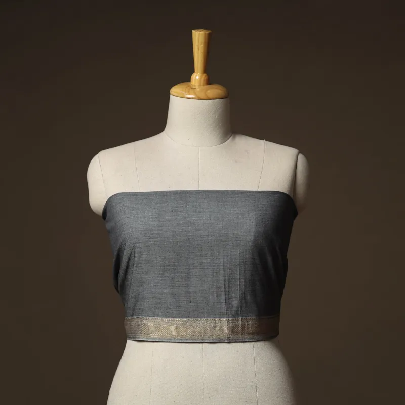 Grey - Dharwad Weave Cotton Blouse Piece 29 made by Itokri