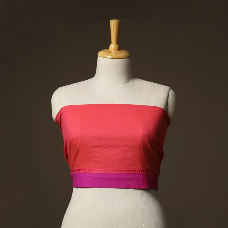 Red - Dharwad Weave Cotton Blouse Piece 27 made by Itokri