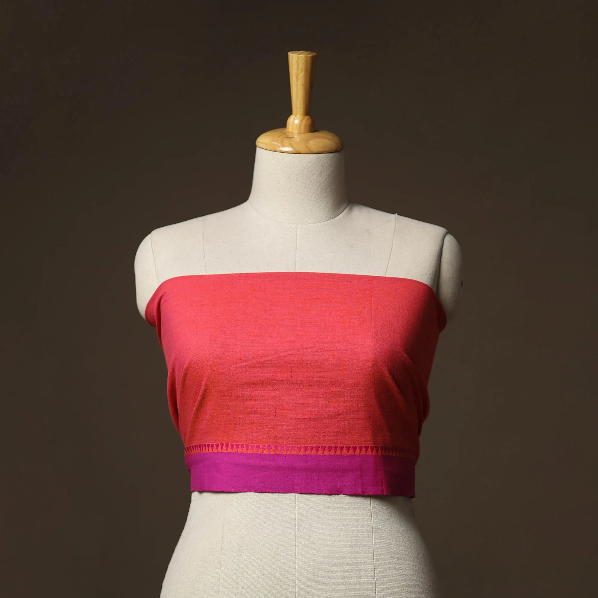 Red - Dharwad Weave Cotton Blouse Piece 27 sold by Itokri