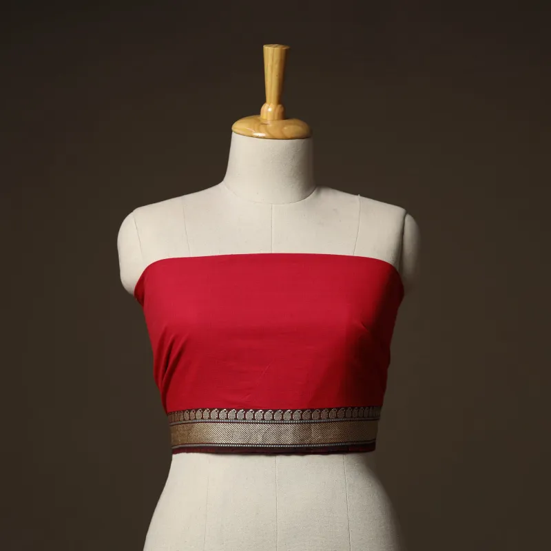 Red - Dharwad Weave Cotton Blouse Piece 19 made by Itokri