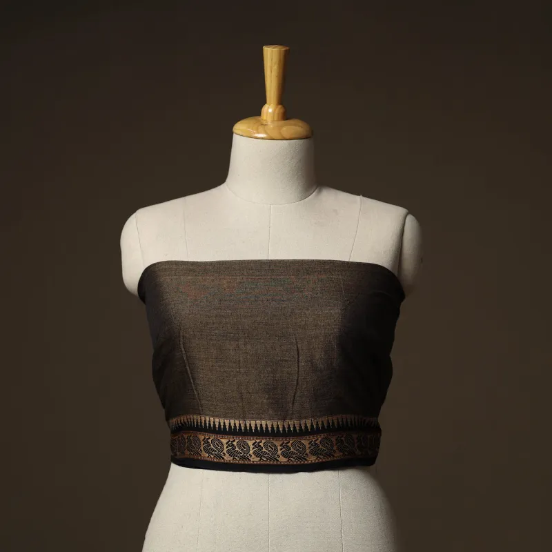 Brown - Dharwad Weave Cotton Blouse Piece 14 made by Itokri