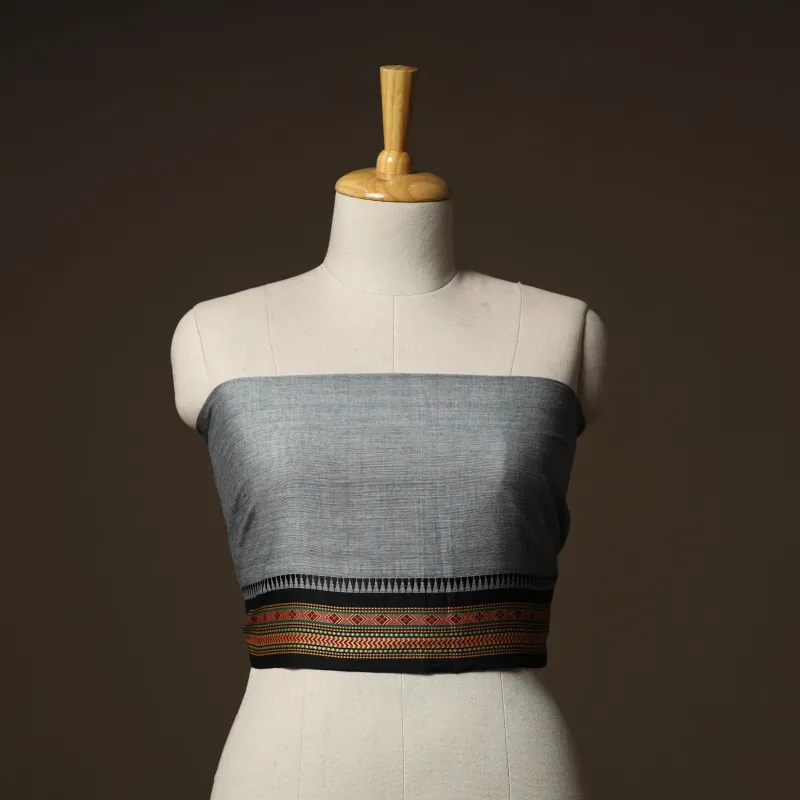 Grey - Dharwad Weave Cotton Blouse Piece 13 made by Itokri