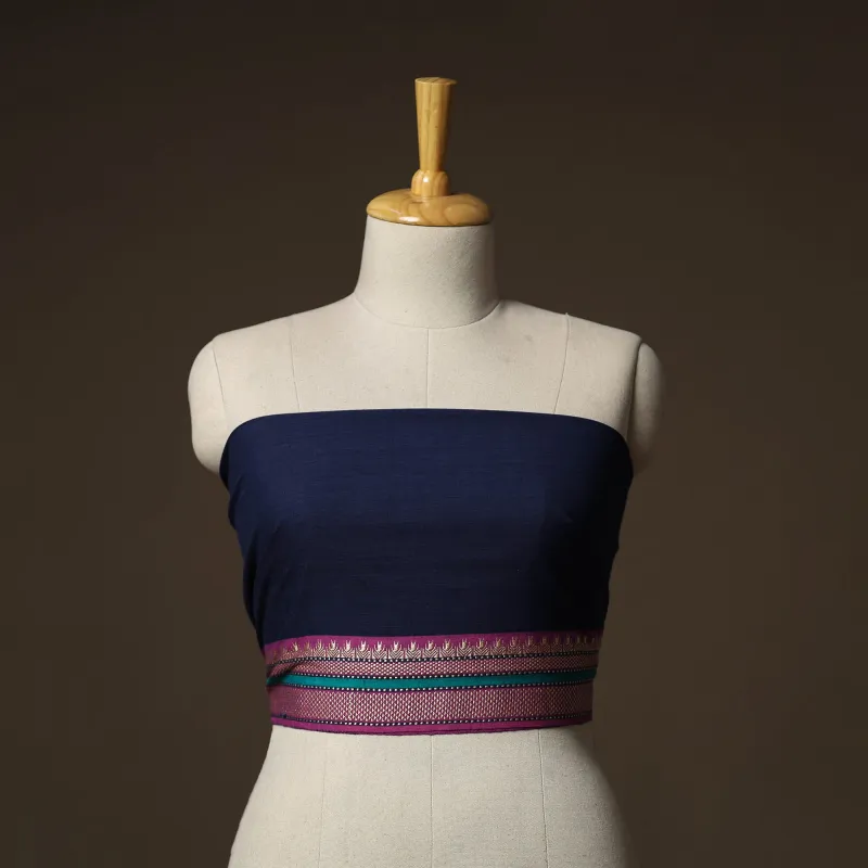 Blue - Dharwad Weave Cotton Blouse Piece 05 made by Itokri