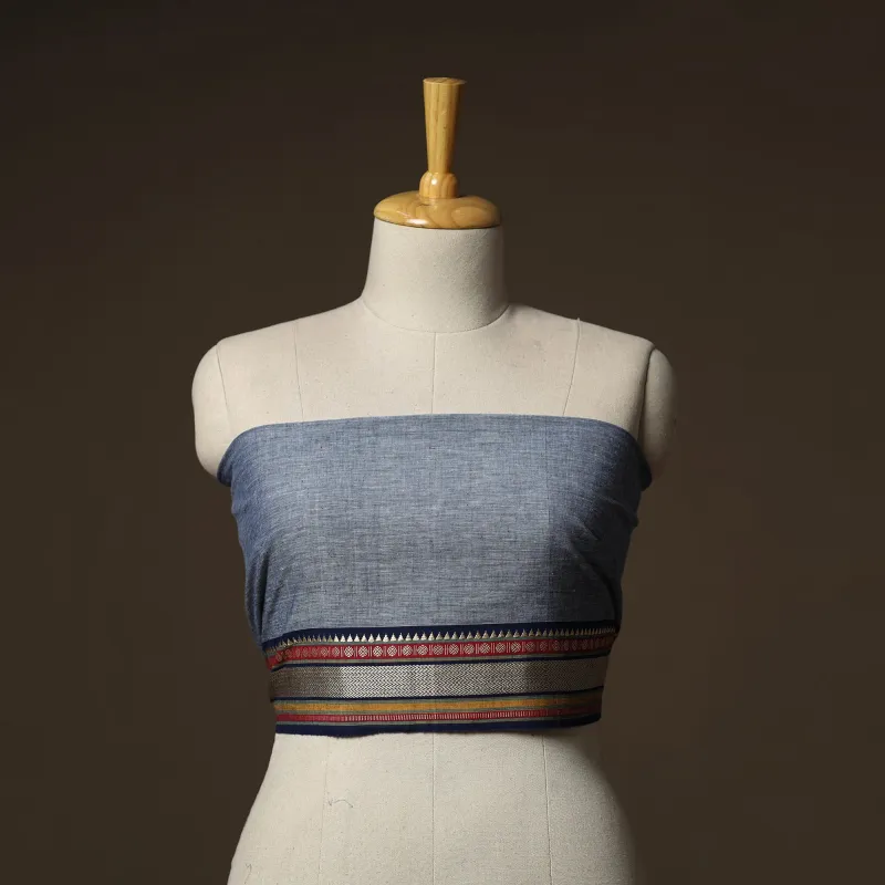 Blue - Dharwad Weave Cotton Blouse Piece 10 made by Itokri