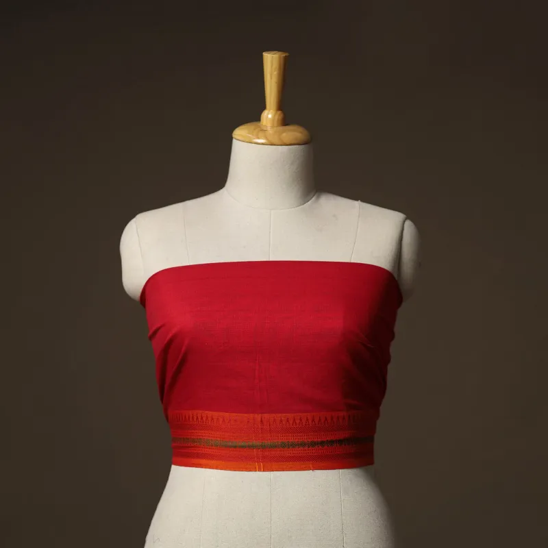 Red - Dharwad Weave Cotton Blouse Piece 07 made by Itokri