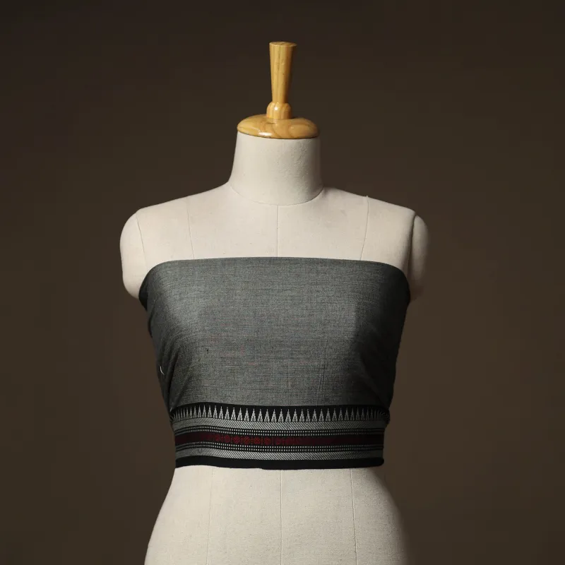 Grey - Dharwad Weave Cotton Blouse Piece 04 made by Itokri