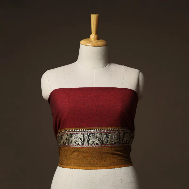 Maroon - Dharwad Weave Cotton Blouse Piece 02 made by Itokri