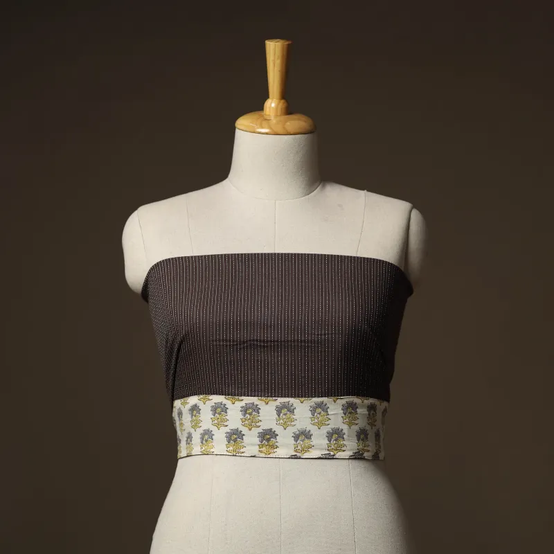 Brown - Running Stitch Plain Cotton Blouse Piece 30 made by Itokri
