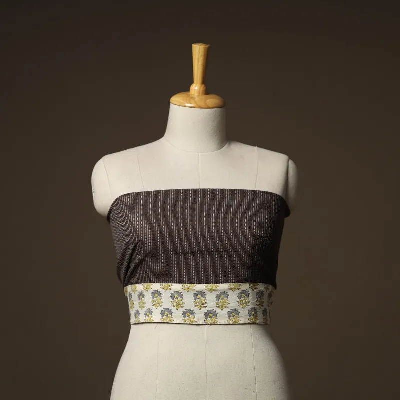 Brown - Running Stitch Plain Cotton Blouse Piece 39 made by Itokri