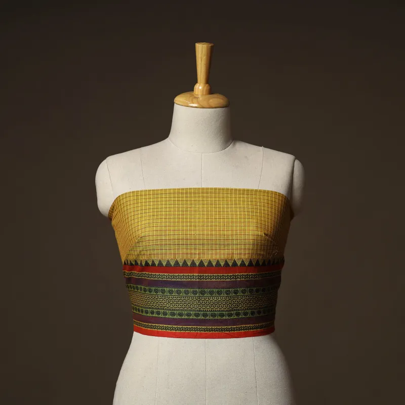 Yellow - Dharwad Weave Cotton Blouse Piece 34 made by Itokri
