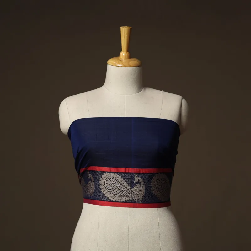 Blue - Dharwad Weave Cotton Blouse Piece 28 made by Itokri