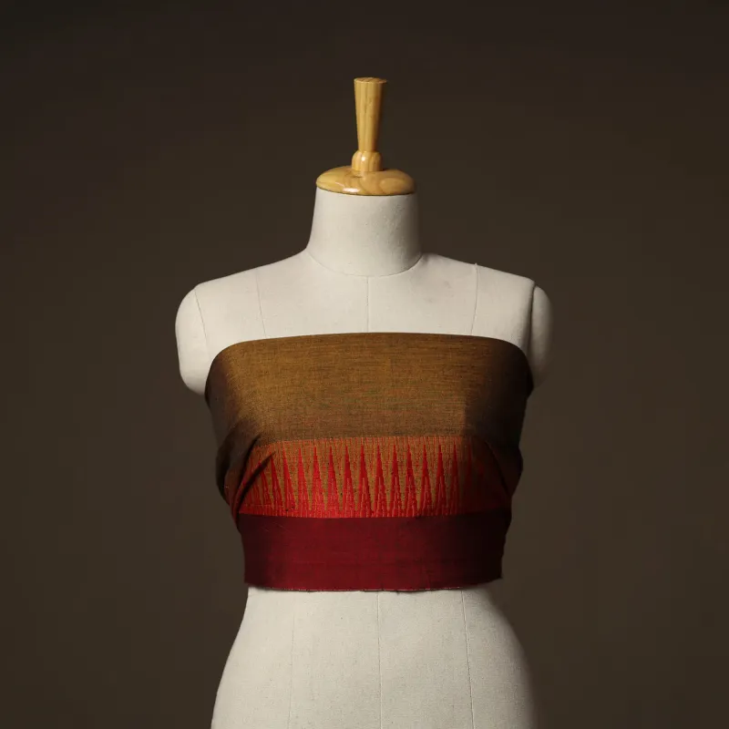 Brown - Dharwad Weave Cotton Blouse Piece 27 made by Itokri