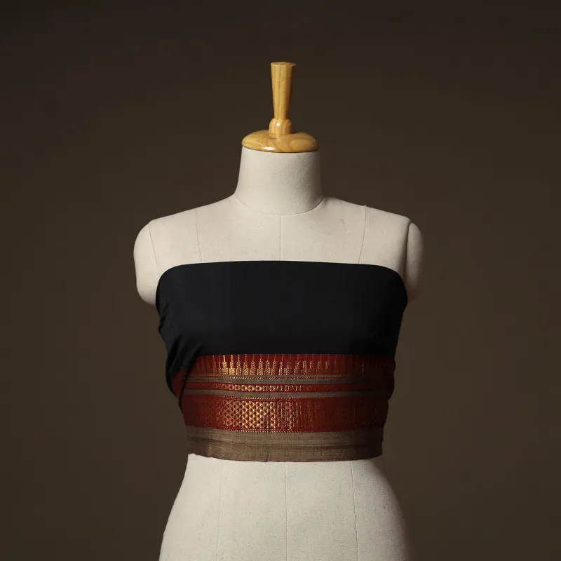 Black - Dharwad Weave Cotton Blouse Piece 26 made by Itokri