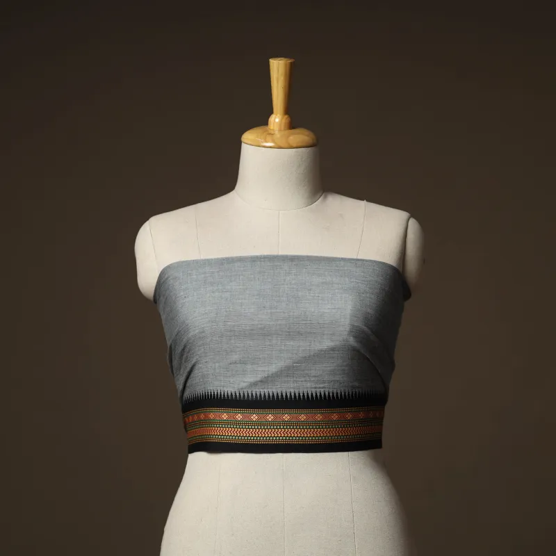 Grey - Dharwad Weave Cotton Blouse Piece 18 made by Itokri