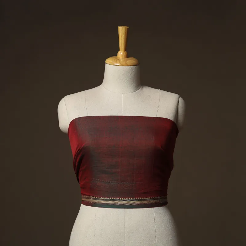Maroon - Dharwad Weave Cotton Blouse Piece 16 made by Itokri