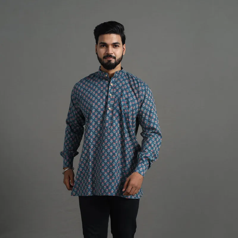 Kantha Stitch Cotton Short Jaipur Kurta for Men 13 made by Itokri