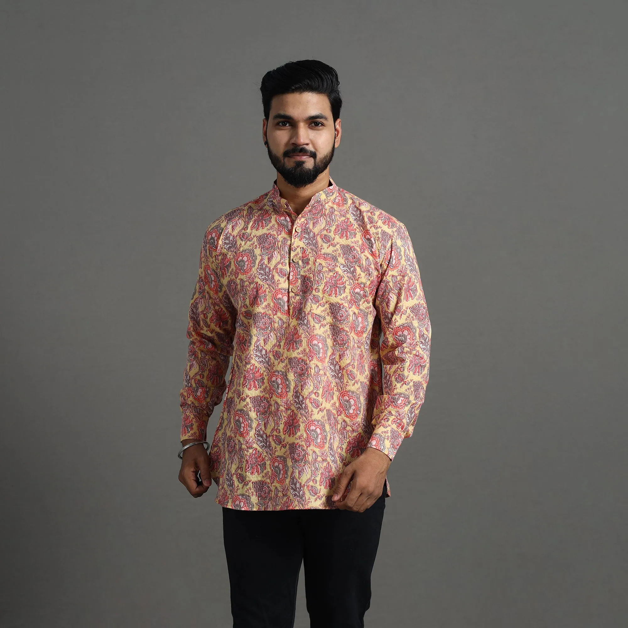 Kantha Stitch Cotton Short Jaipur Kurta for Men 01 sold by Itokri