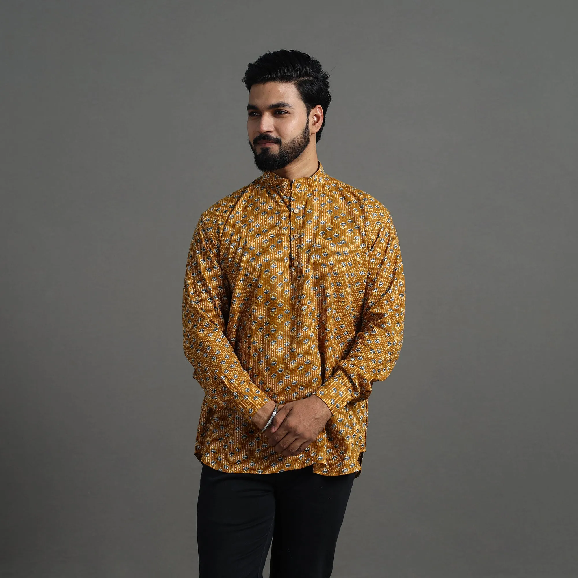 Kantha Stitch Cotton Short Jaipur Kurta for Men 06 sold by Itokri product image thumbnail 5