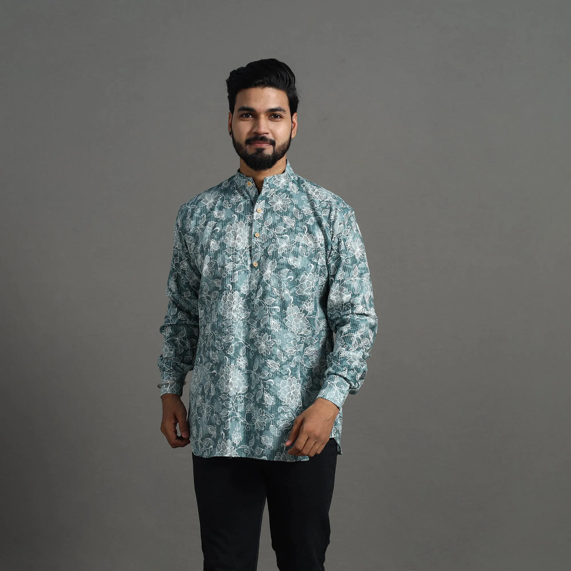 Kantha Stitch Cotton Short Jaipur Kurta for Men 09 sold by Itokri
