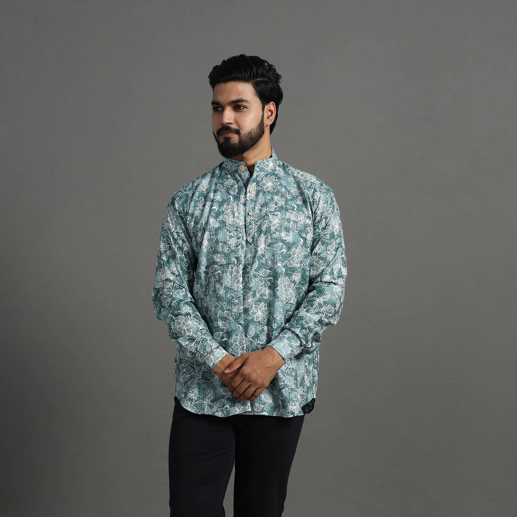 Kantha Stitch Cotton Short Jaipur Kurta for Men 09 sold by Itokri product image thumbnail 5