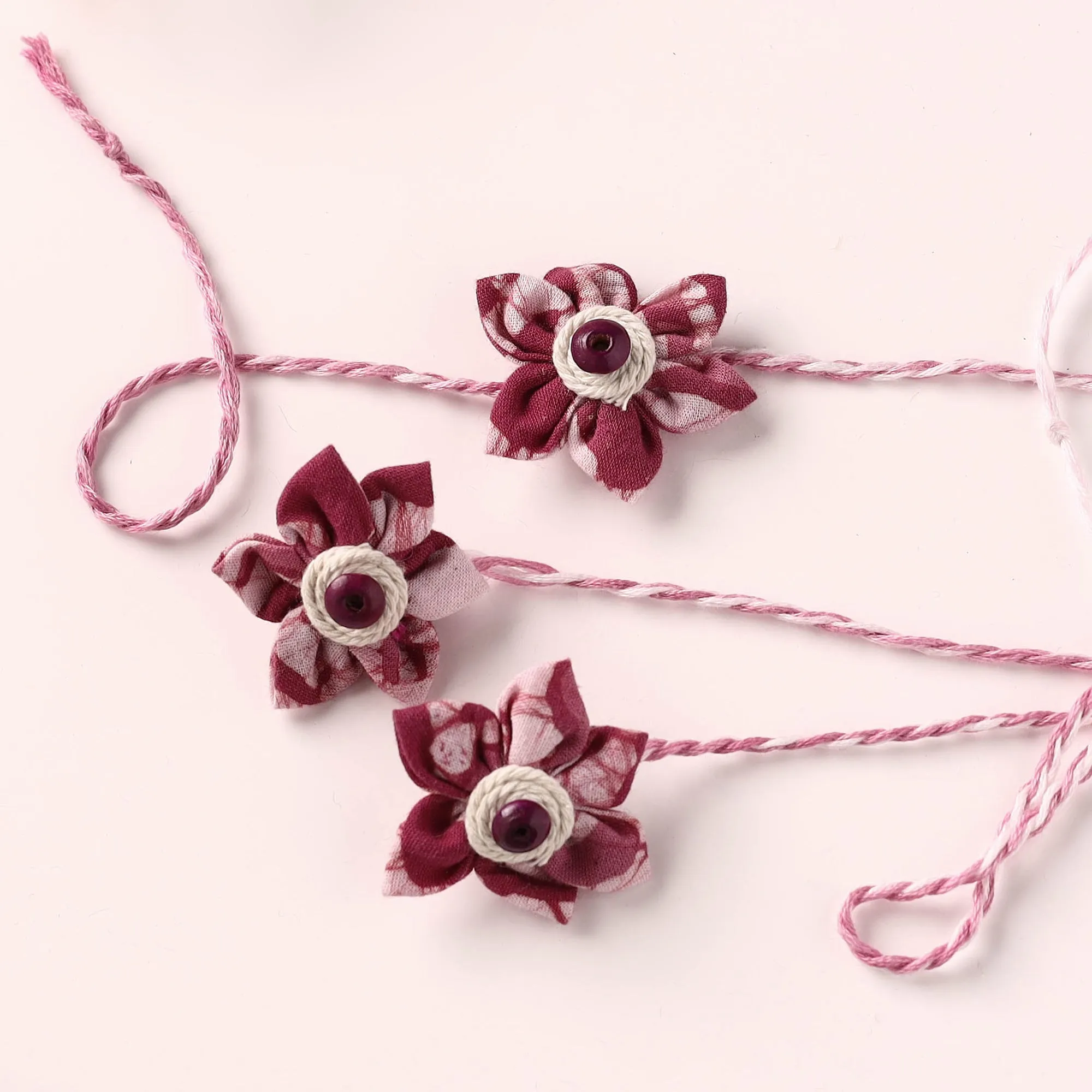 Flower Handmade Thread Work Fabart Rakhi & Lumba Set with Potli 132 sold by Itokri product image thumbnail 2