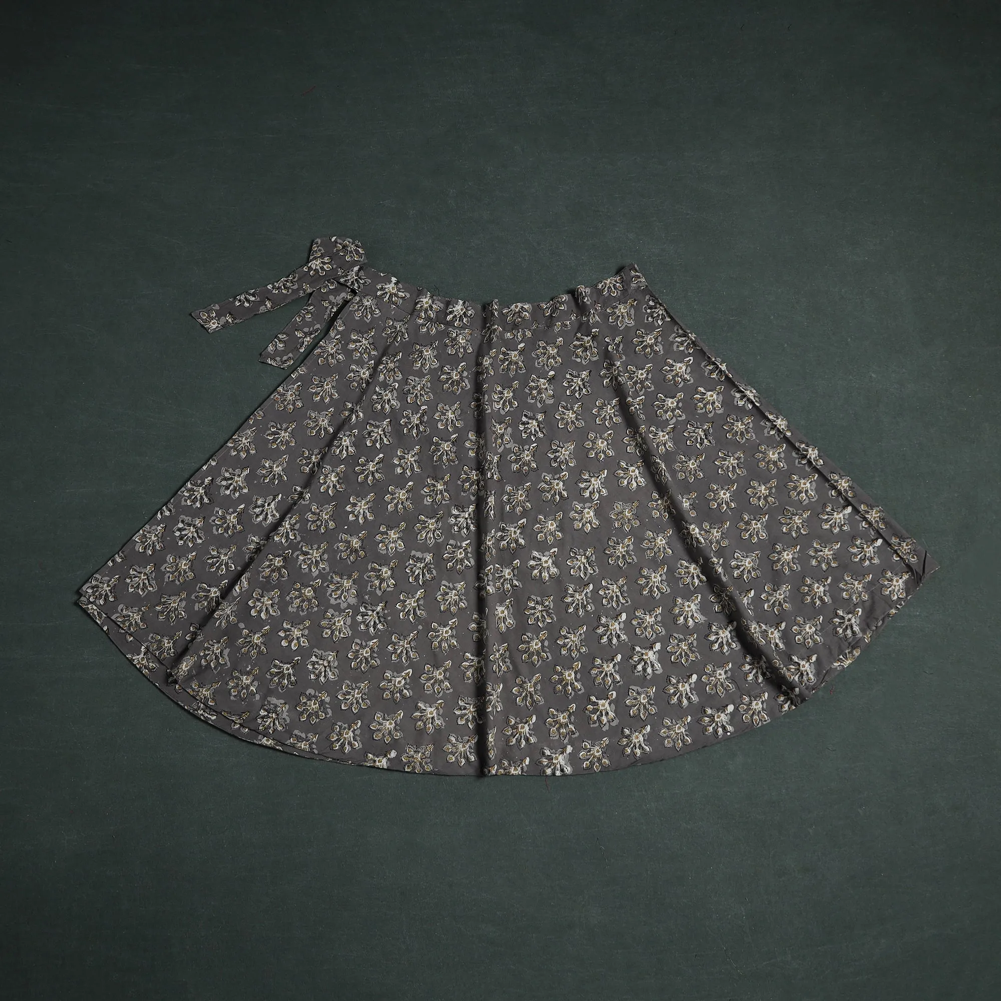 Grey - Bagru Hand Block Print Cotton Wrap Around Skirt 19 sold by Itokri product image thumbnail 2