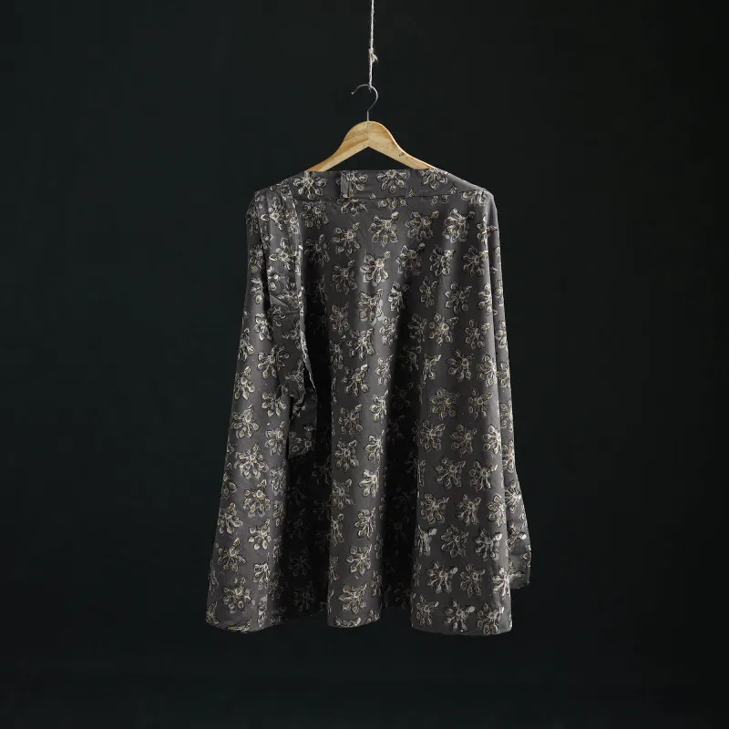 Grey - Bagru Hand Block Print Cotton Wrap Around Skirt 19 made by Itokri