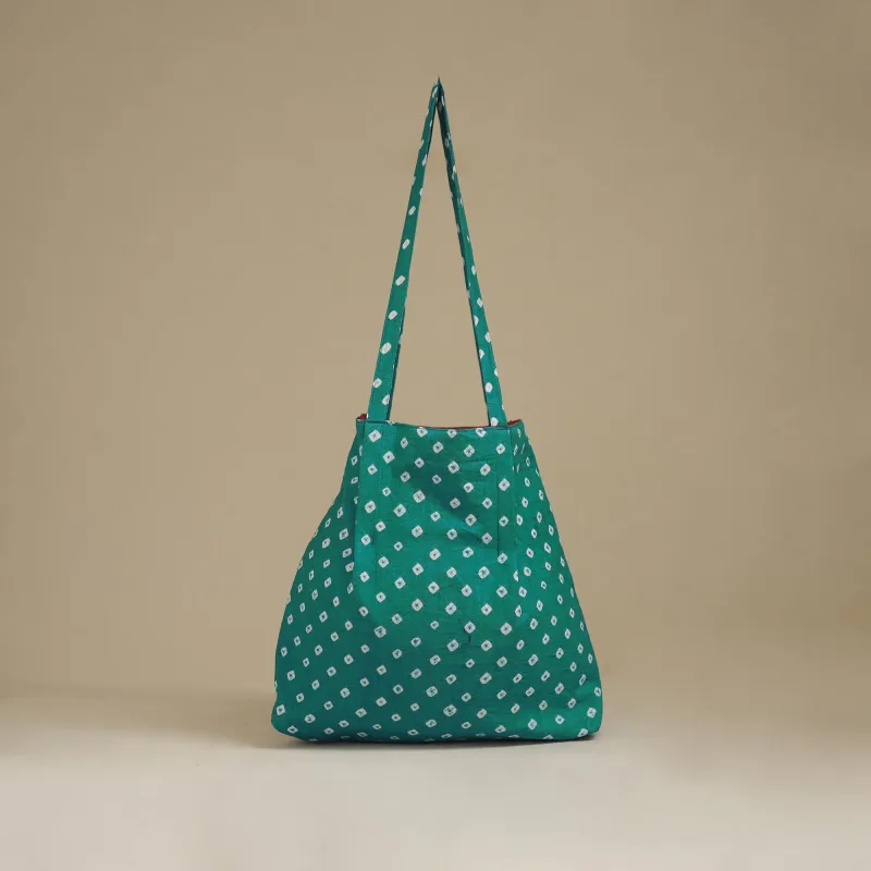 Green - Handcrafted Fabric Jhola Bag 24 made by Itokri