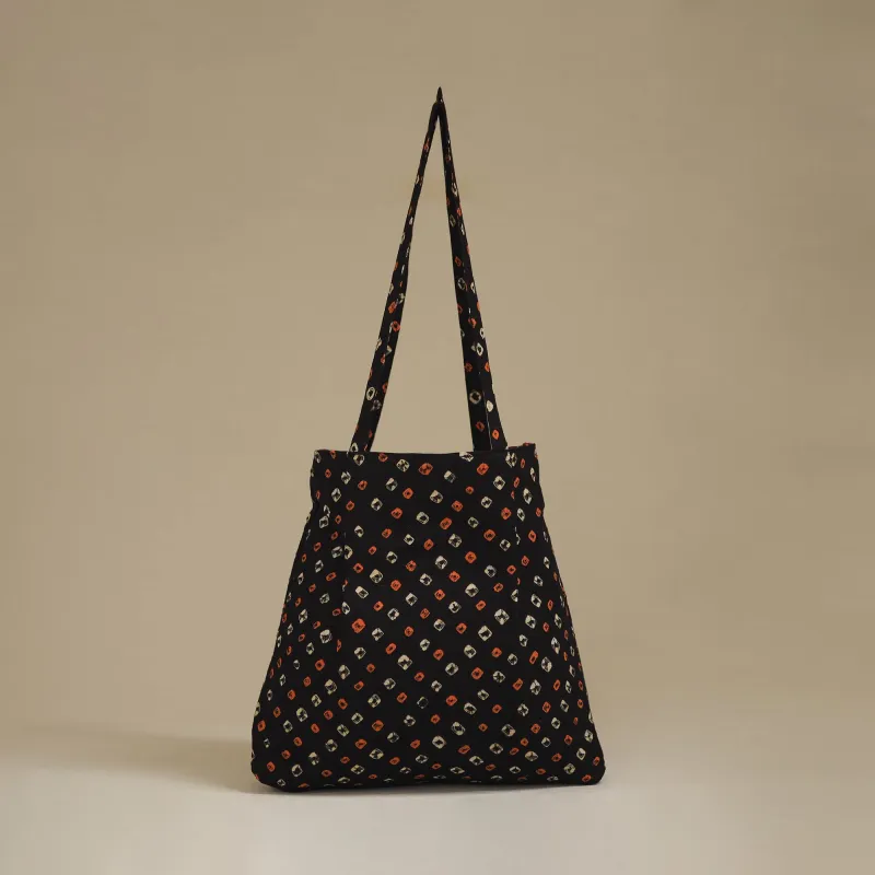 Black - Handcrafted Fabric Jhola Bag 03 made by Itokri