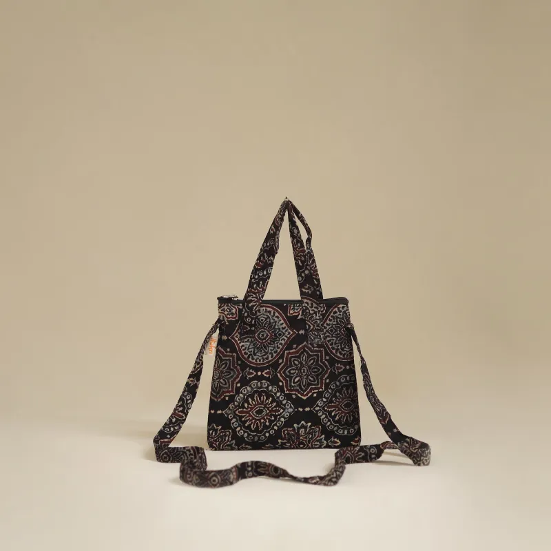 Black - Handcrafted Quilted Sling Bag 71 made by Itokri