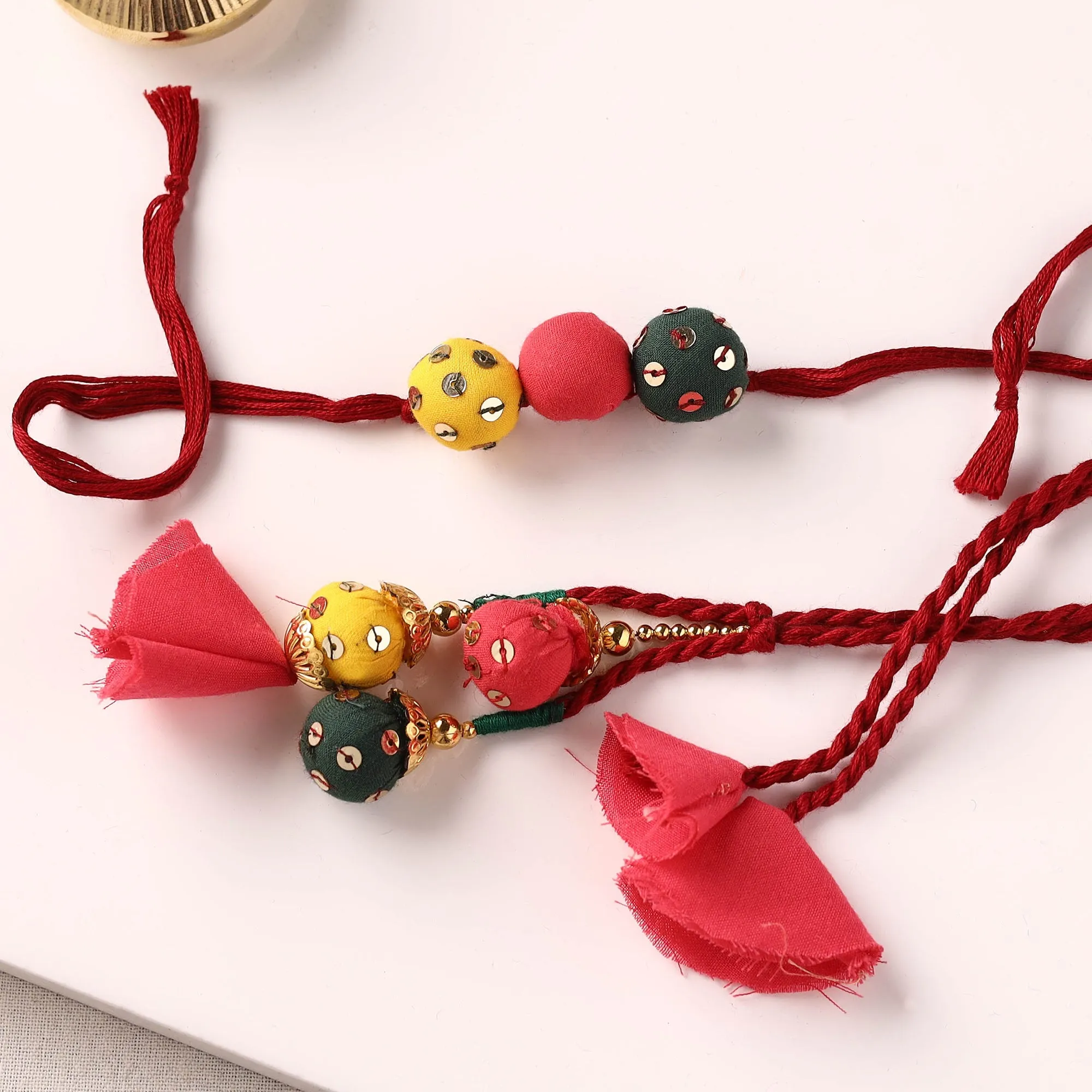 Handmade Sequin Work Fabart Rakhi with Lumba Set 133 sold by Itokri product image thumbnail 2