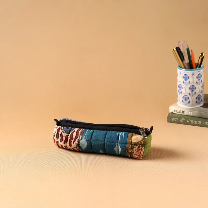 Multicolor - Handmade Quilted Cotton Pencil Pouch 04 made by Itokri