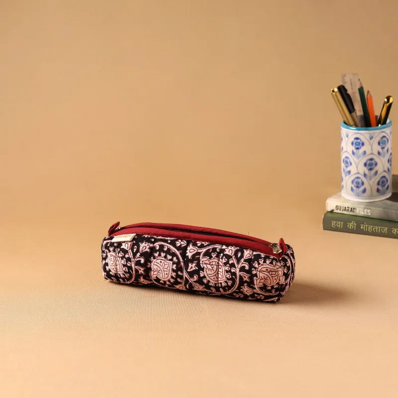 Black - Handcrafted Quilted Pencil Pouch 05 made by Itokri