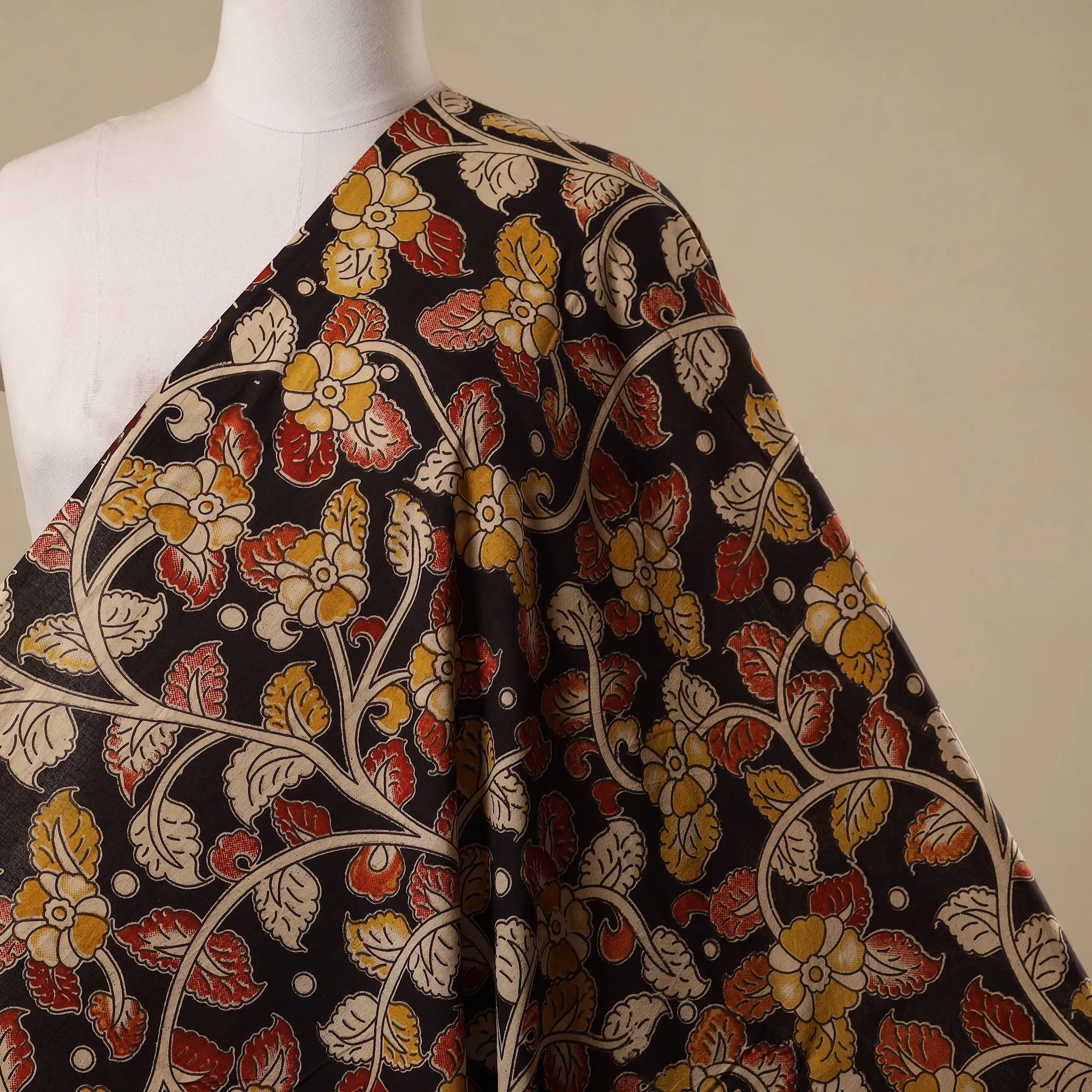 Black - Printed Cotton Kalamkari Fabric 36 sold by Itokri product image thumbnail 2