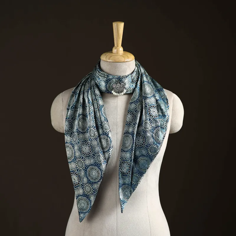 Ajrakh Hand Block Print Natural Dyed Modal Silk Brooch Scarf 18 made by Itokri