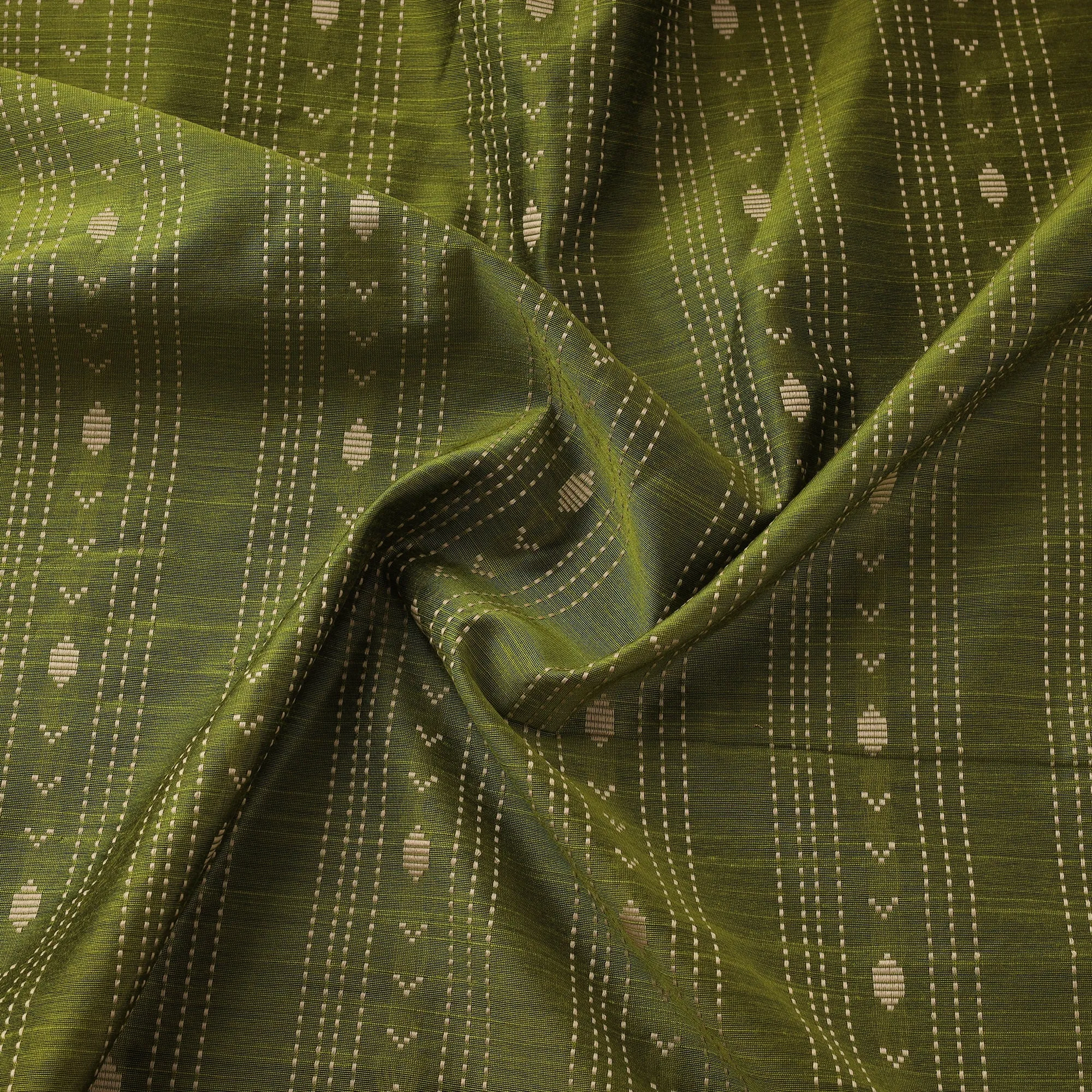 Green - Thread Buti Spun Dupion Viscose Silk Plain Fabric 31 sold by Itokri product image thumbnail 3