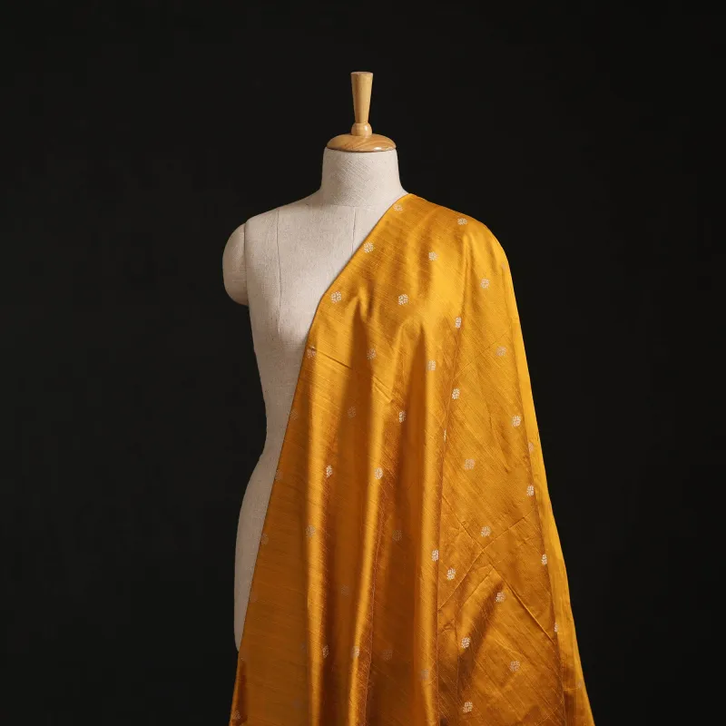 Yellow - Thread Buti Spun Dupion Viscose Silk Plain Fabric 16 made by Itokri