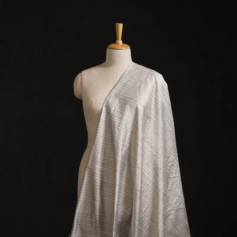 Grey - Thread Buti Spun Dupion Viscose Silk Plain Fabric 13 made by Itokri