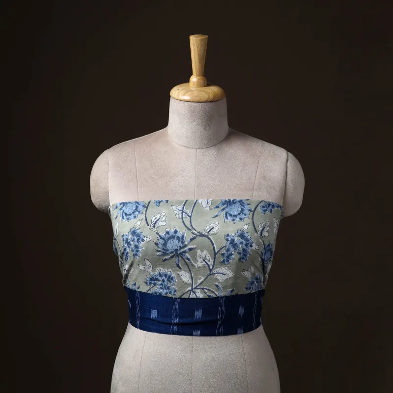 Green - Sanganeri Hand Block Print Cotton Blouse Piece 33 made by Itokri