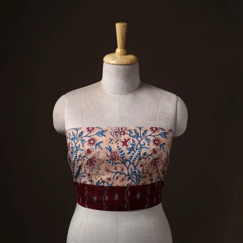 Peach - Sanganeri Hand Block Print Cotton Blouse Piece 32 made by Itokri