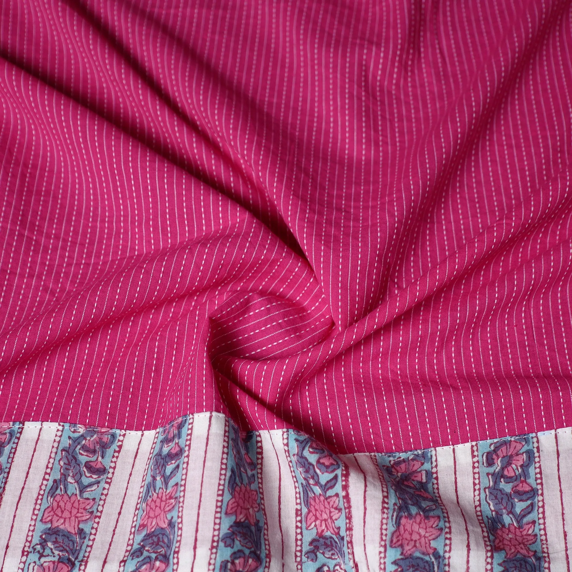 Pink - Running Stitch Plain Cotton Blouse Piece 24 sold by Itokri product image thumbnail 3