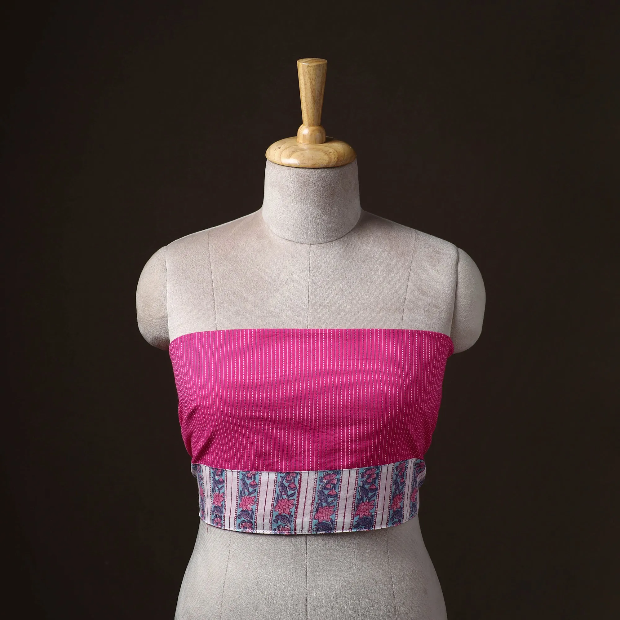 Pink - Running Stitch Plain Cotton Blouse Piece 24 sold by Itokri
