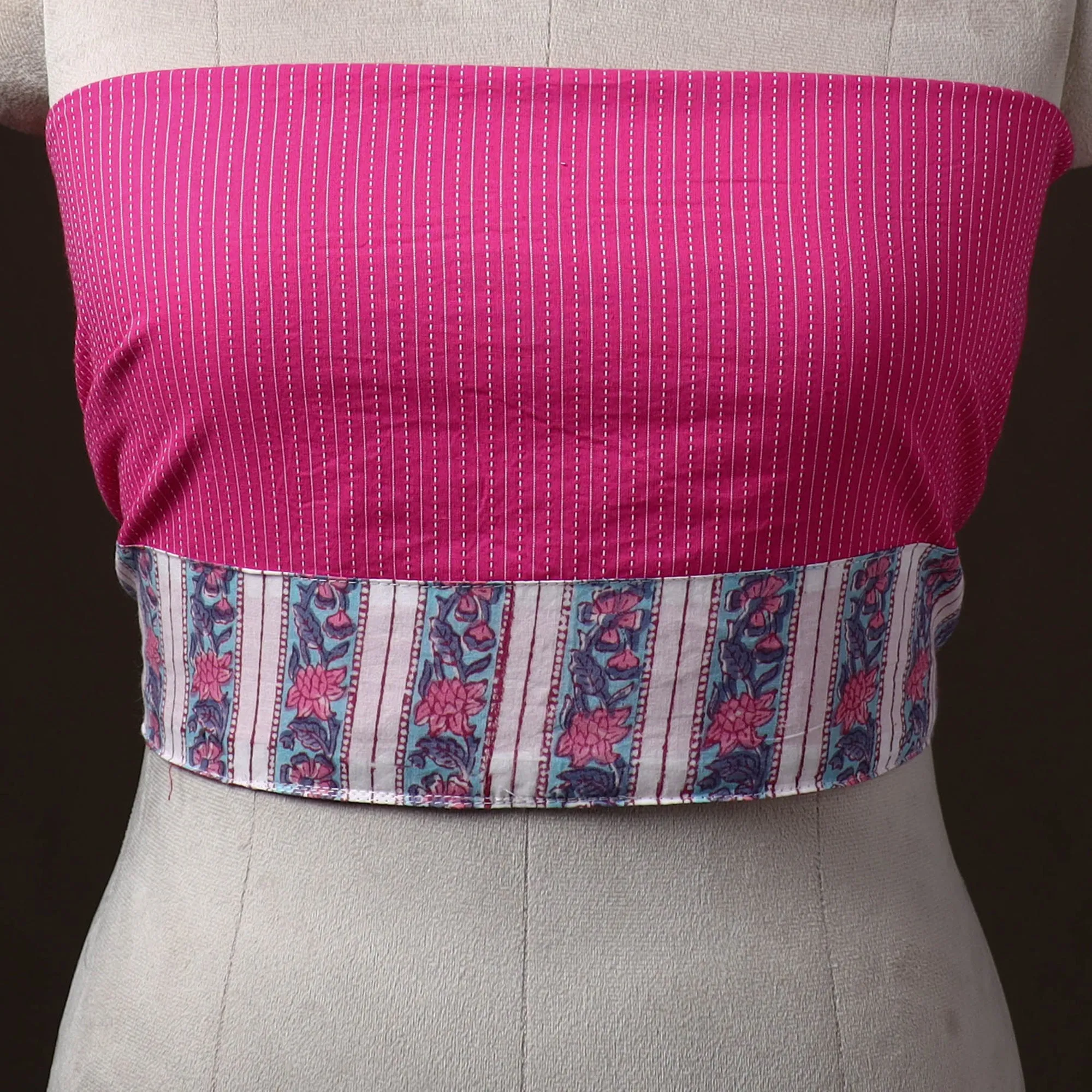 Pink - Running Stitch Plain Cotton Blouse Piece 24 sold by Itokri product image thumbnail 2