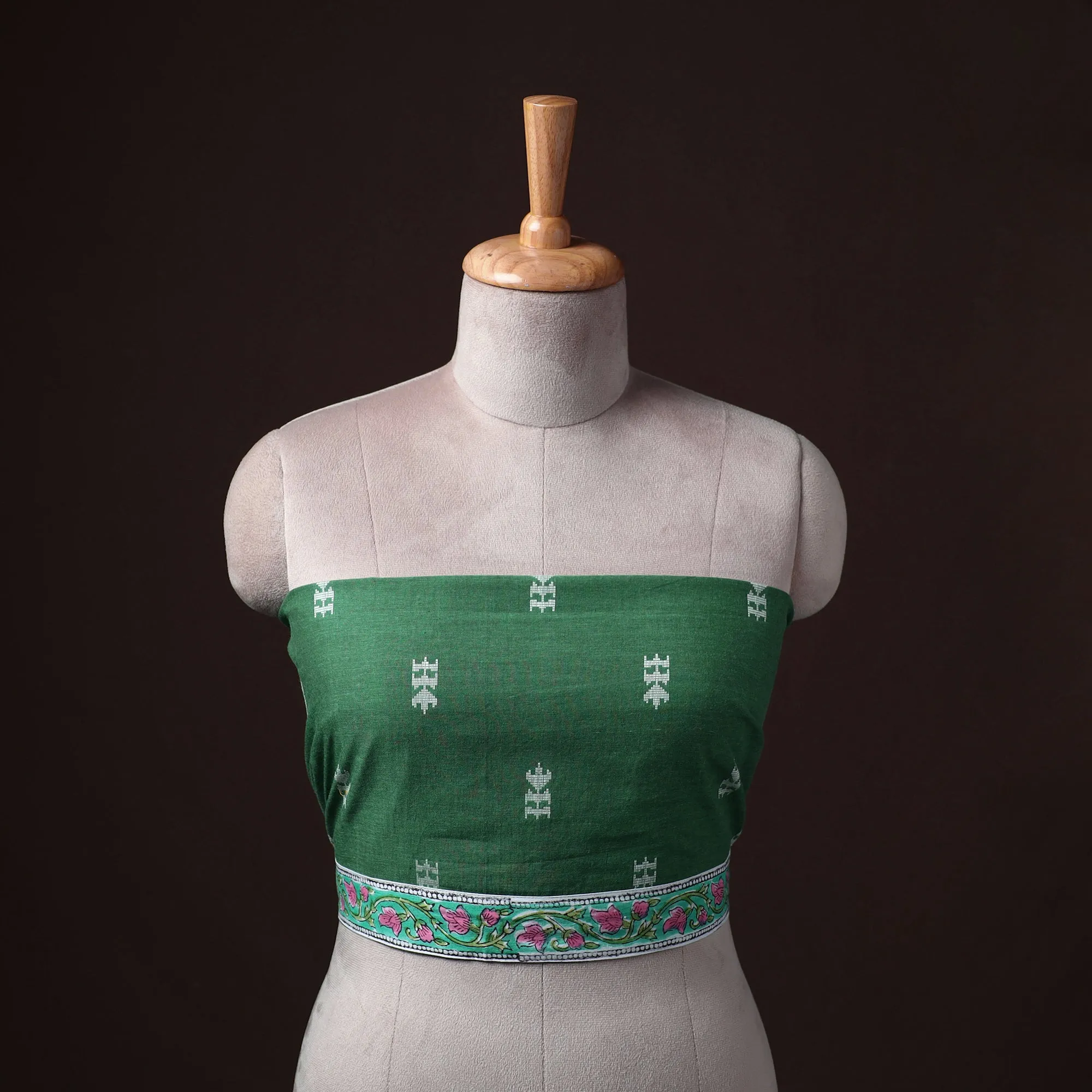 Green - Jacquard Weave Cotton Blouse Piece 14 sold by Itokri