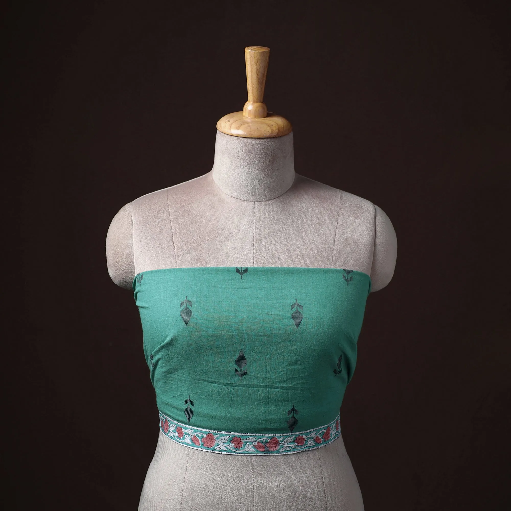 Green - Jacquard Weave Cotton Blouse Piece 01 sold by Itokri