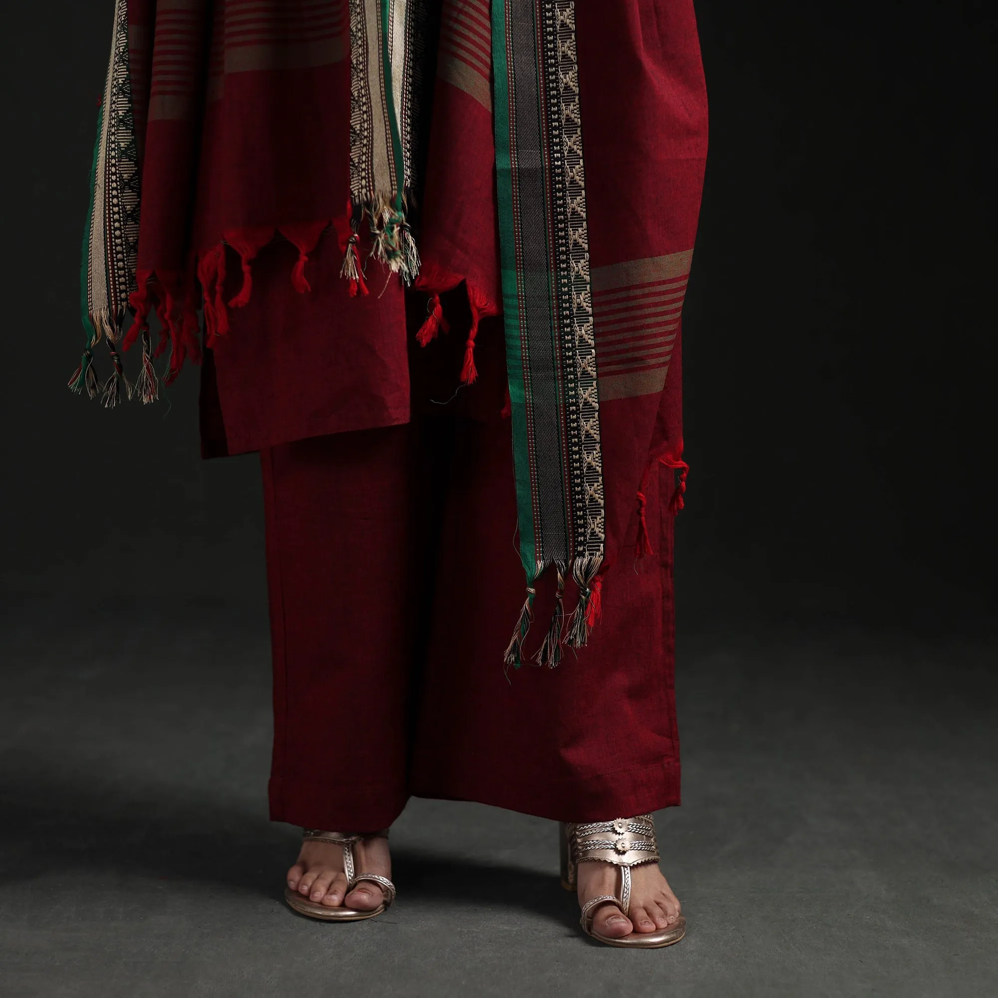 Red - Dharwad Cotton Suit Set with Dupatta for Women 12 sold by Itokri product image thumbnail 4