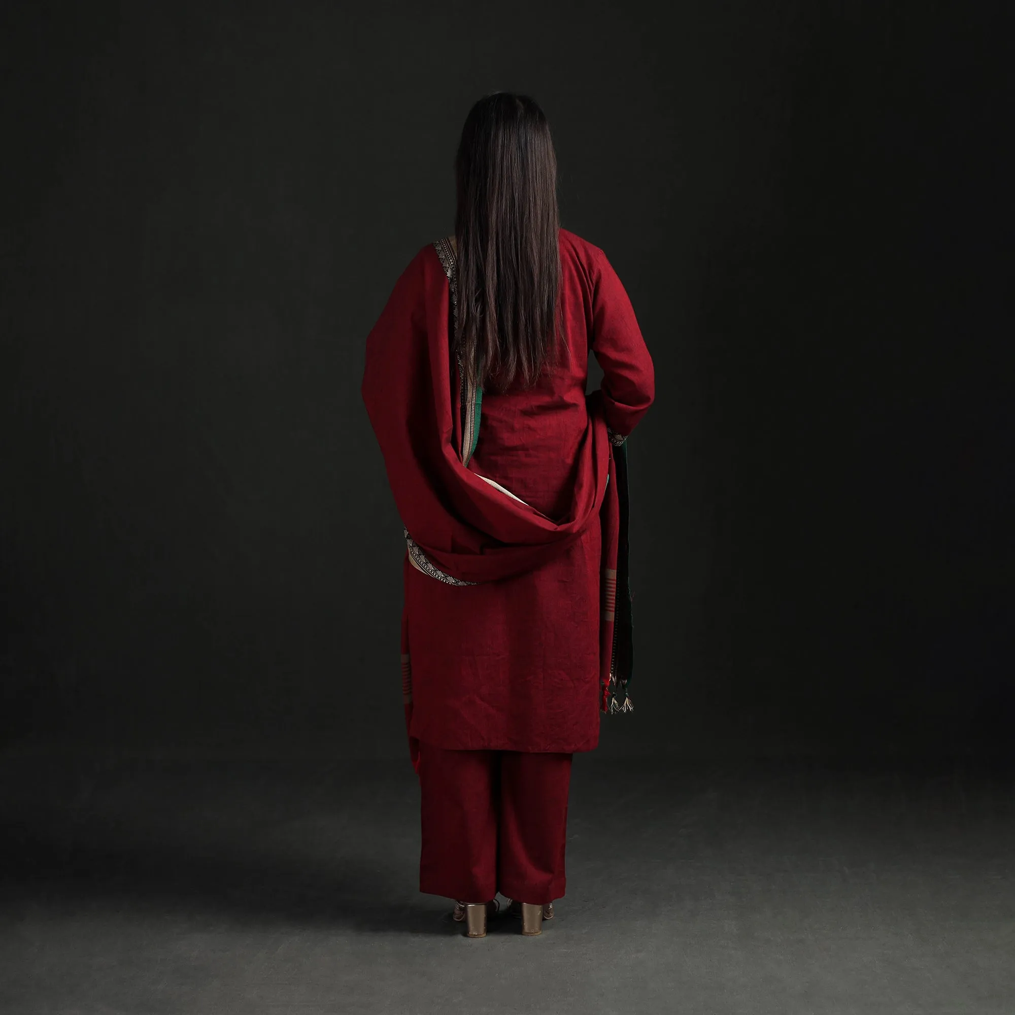 Red - Dharwad Cotton Suit Set with Dupatta for Women 12 sold by Itokri product image thumbnail 5